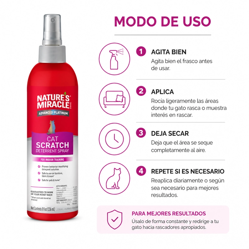 SPRAY NO RASGUÑOS GATOS NATURE’S MIRACLE 236 ML - 4