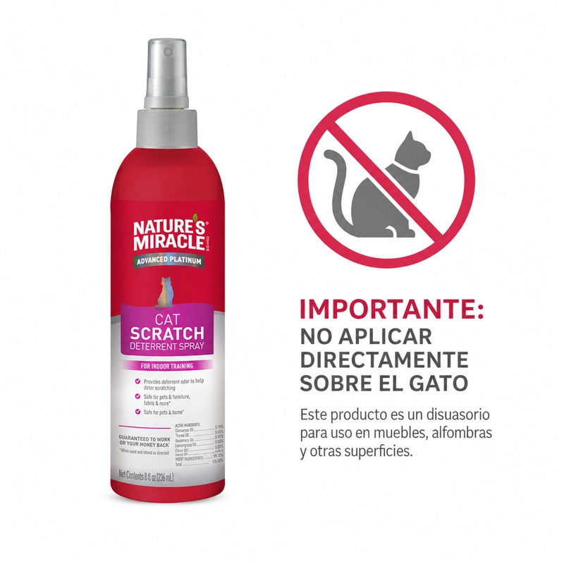 SPRAY NO RASGUÑOS GATOS NATURE’S MIRACLE 236 ML - 5