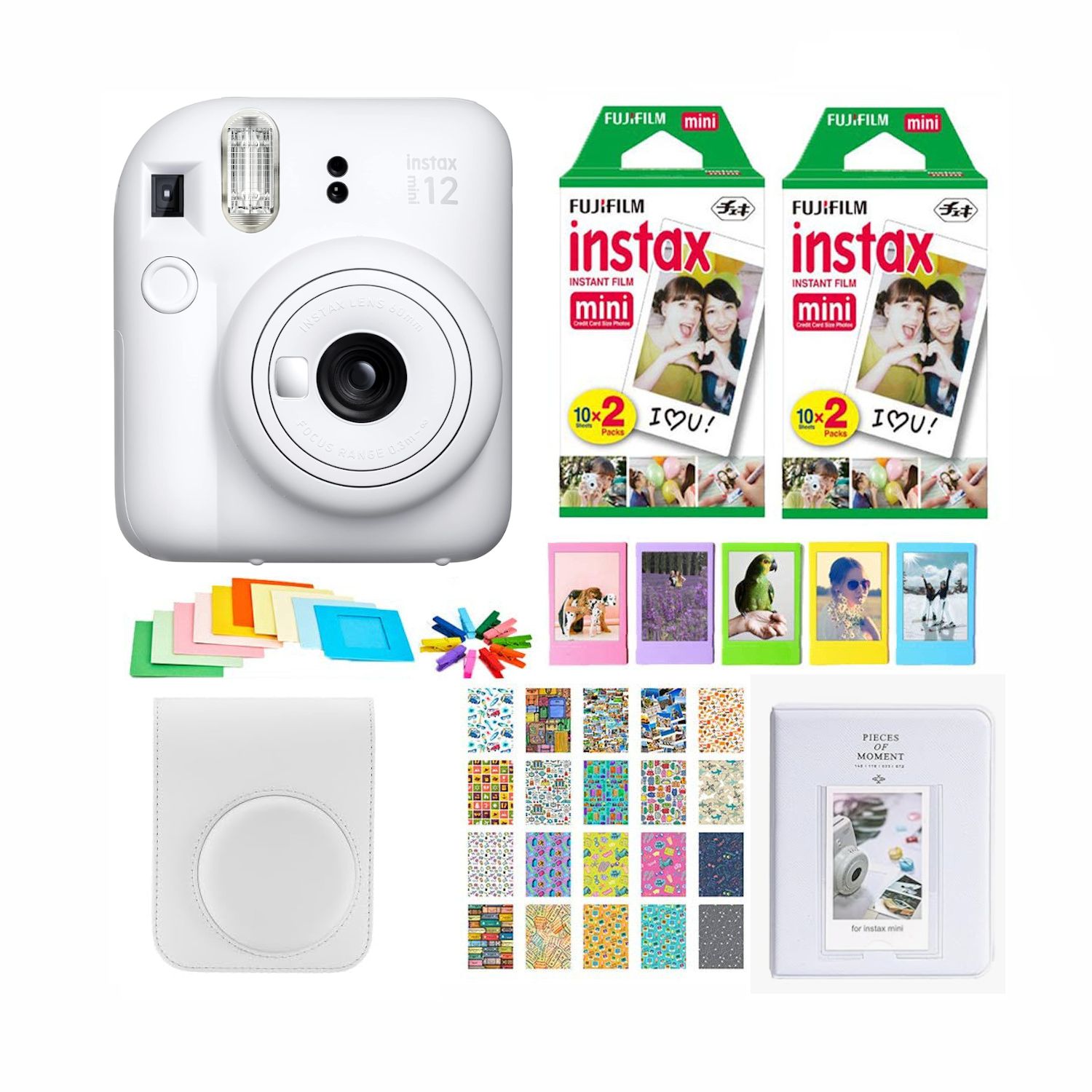 SET CÁMARA INSTANTÁNEA FUJI FILM INSTAX MINI 12 + 40 FOTOS ESTUCHE ÁLBUM Y MUCHO MÁS - 1