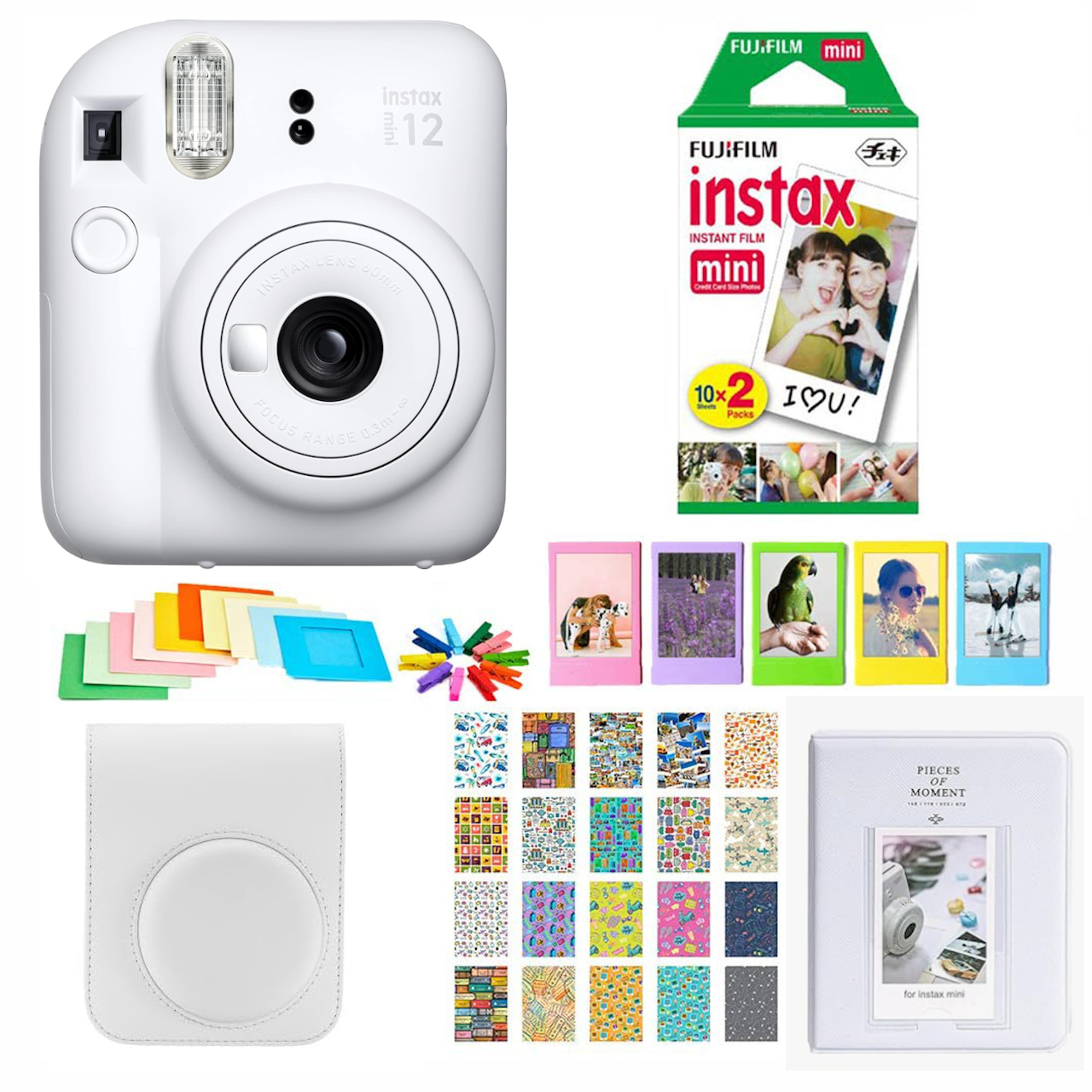 SET CÁMARA INSTANTÁNEA FUJI FILM INSTAX MINI 12 + 20 FOTOS ESTUCHE ÁLBUM Y MUCHO MÁS - 1