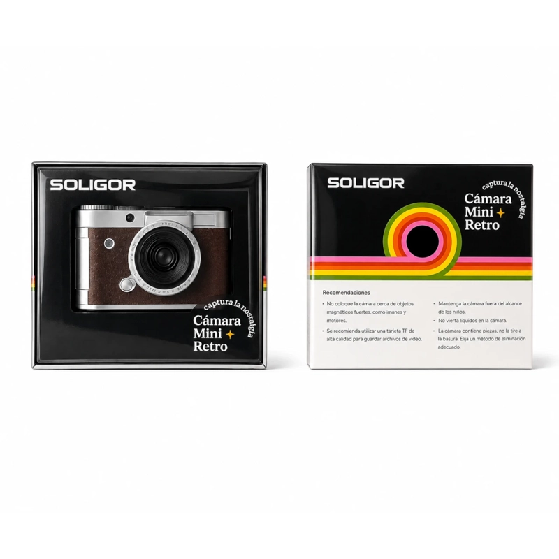 MINI CAMARA DIGITAL VINTAGE 5MP | 1080P, FLASH Y MICROSD 8GB - 3