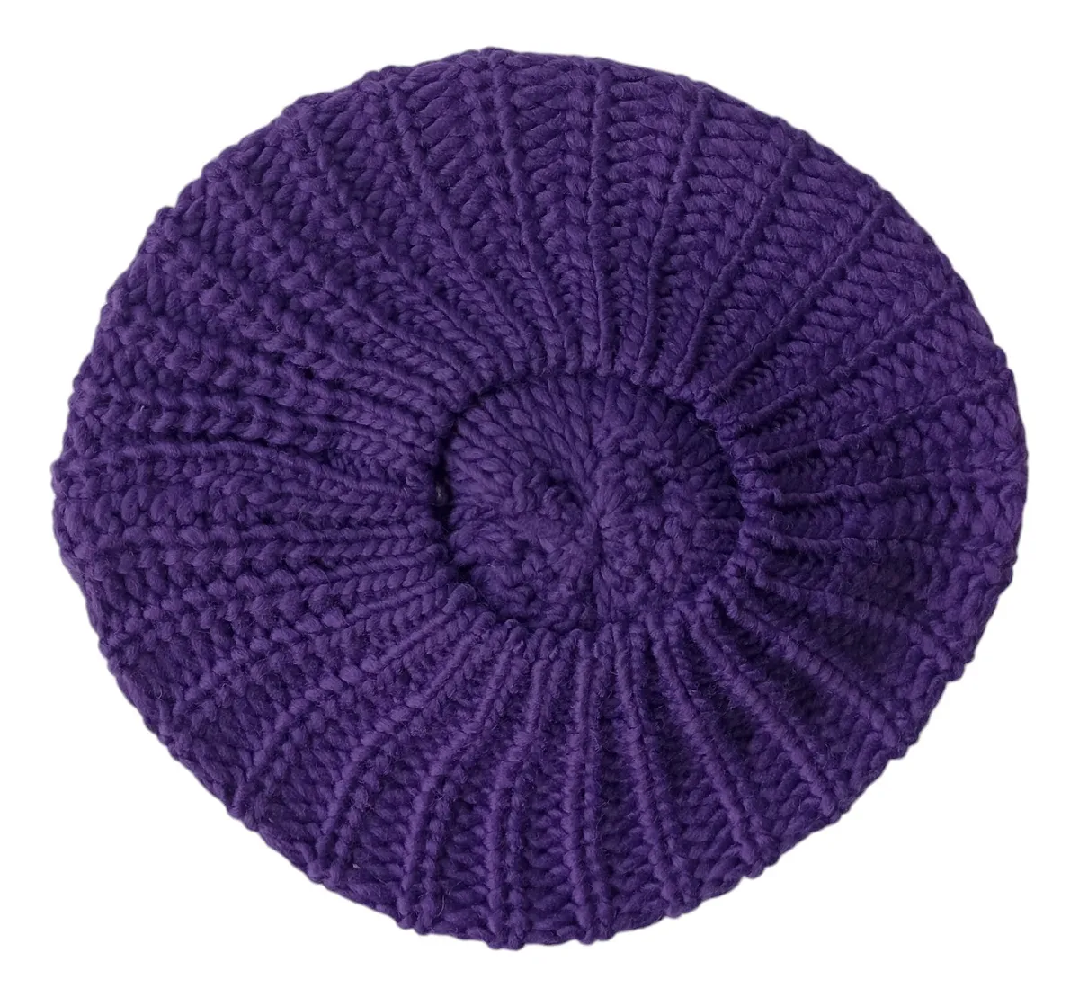 BOINA MUJER TEJIDA CON POMPON MORADO - 2