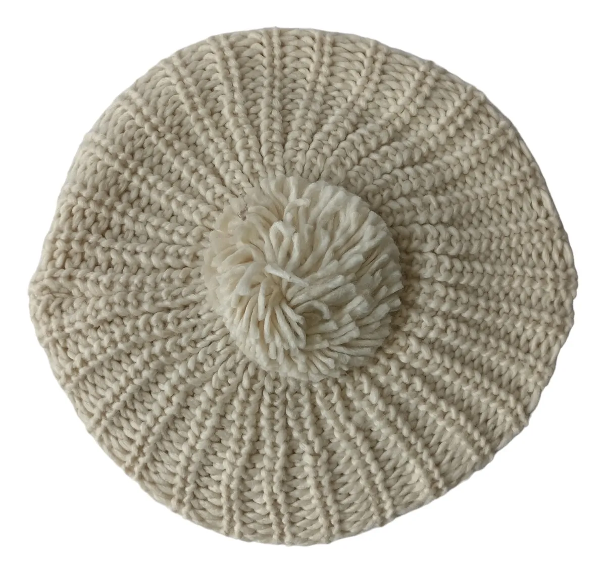 BOINA MUJER TEJIDA CON POMPON BEIGE - 1
