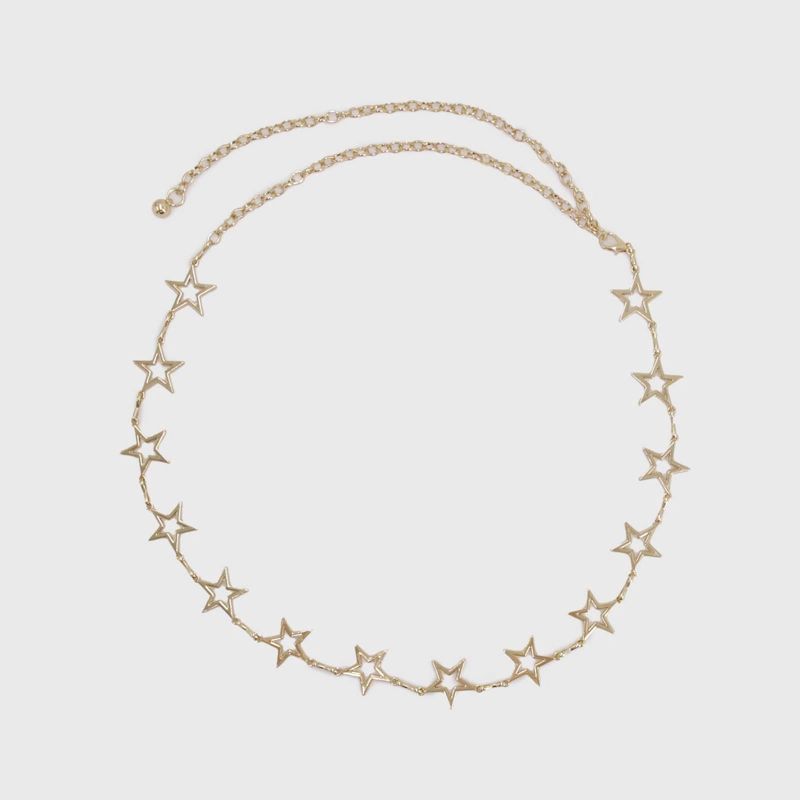 CINTURON DE CADENA CON ESTRELLAS DORADO - 1