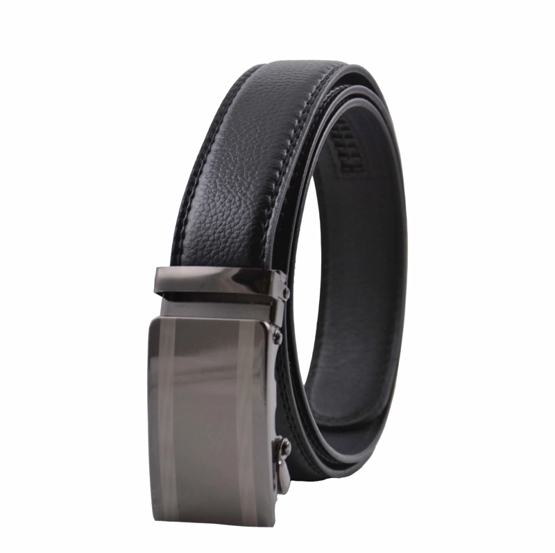 CINTURON HOMBRE HEBILLA AUTOMATICA LINEA GRUESA NEGRO - 2
