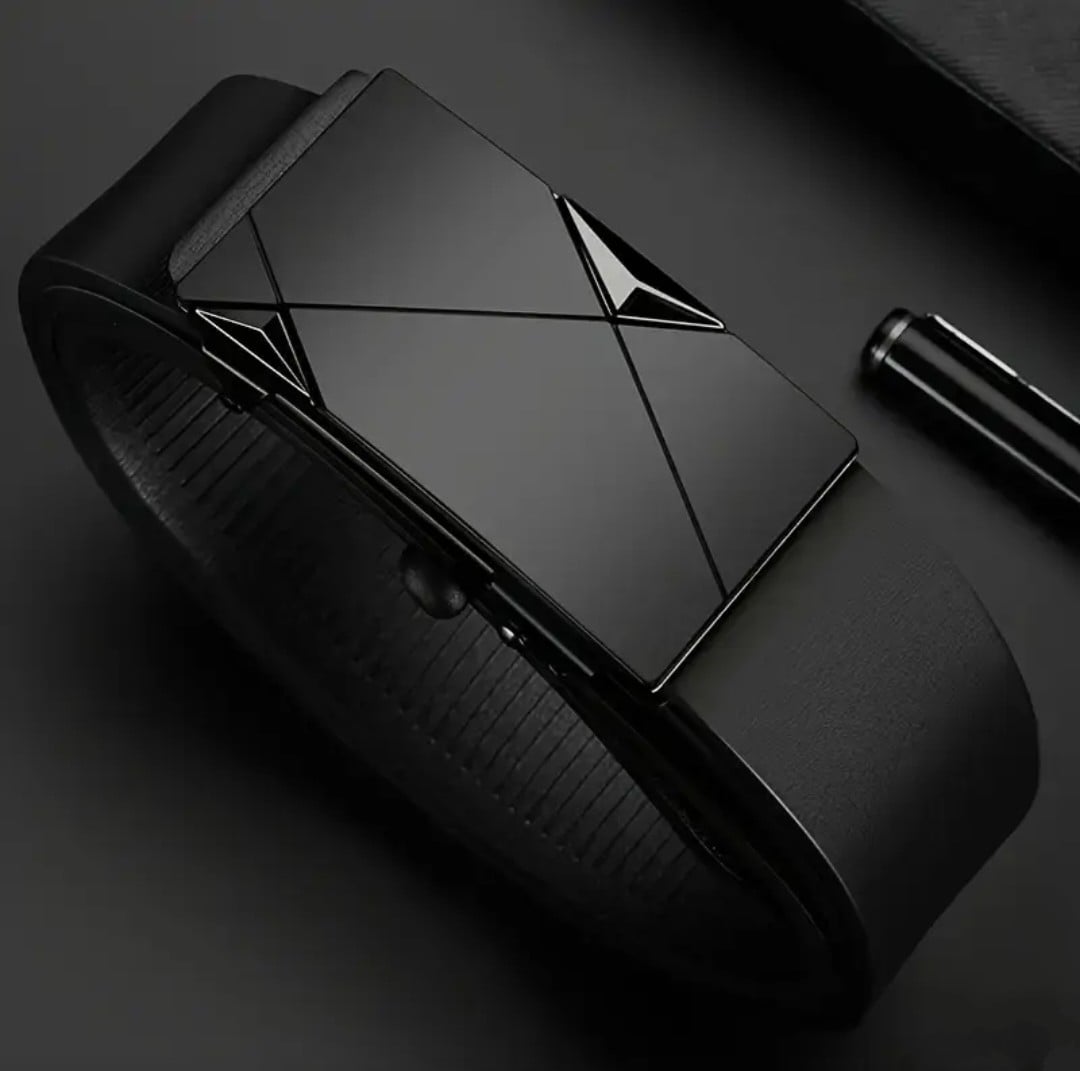 CINTURON HOMBRE HEBILLA AUTOMATICA TRIANGULO NEGRO - 1
