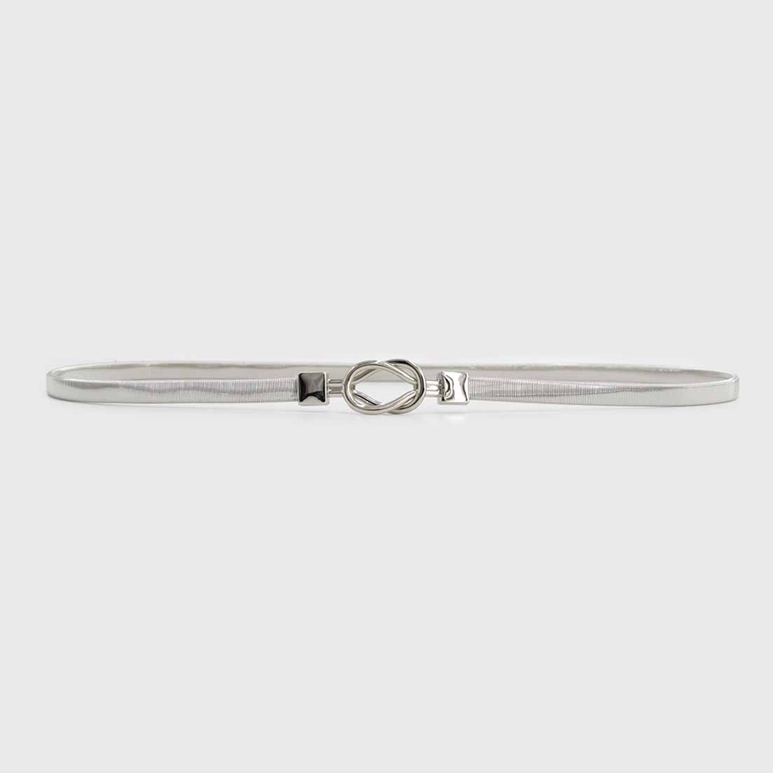 CINTURON RESORTE HEBILLA OVALADA PLATA - 1
