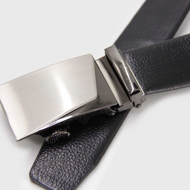 CINTURON HOMBRE HEBILLA AUTOMATICA PLATA NEGRO - 2