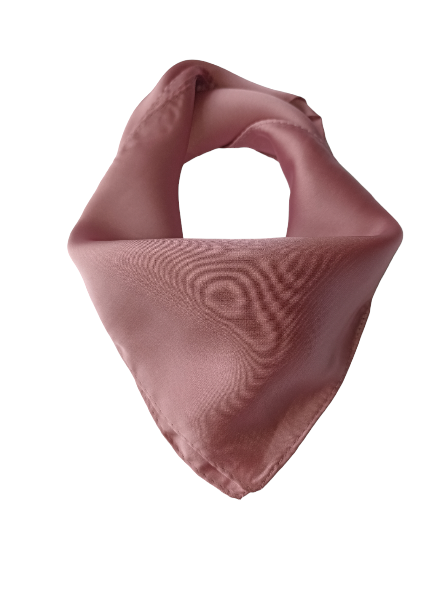 PAÑUELO TIPO SEDA CORTO COLOR LISO ROSA PALO - 1