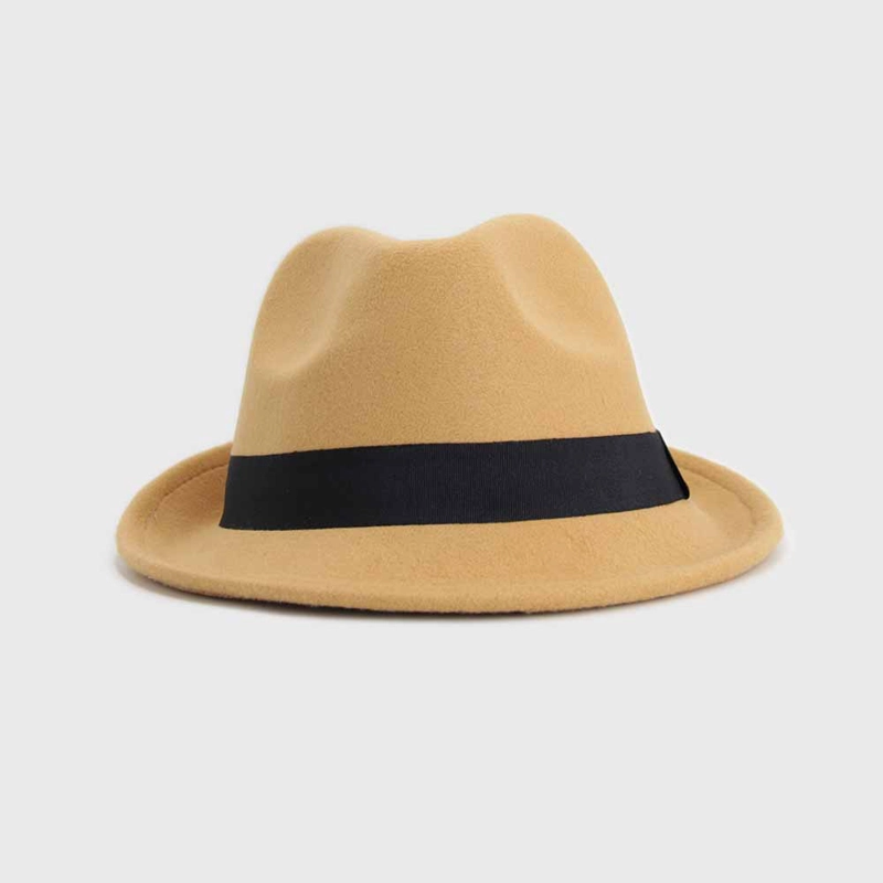 SOMBRERO FEDORA FIELTRO MOSTAZA - 1