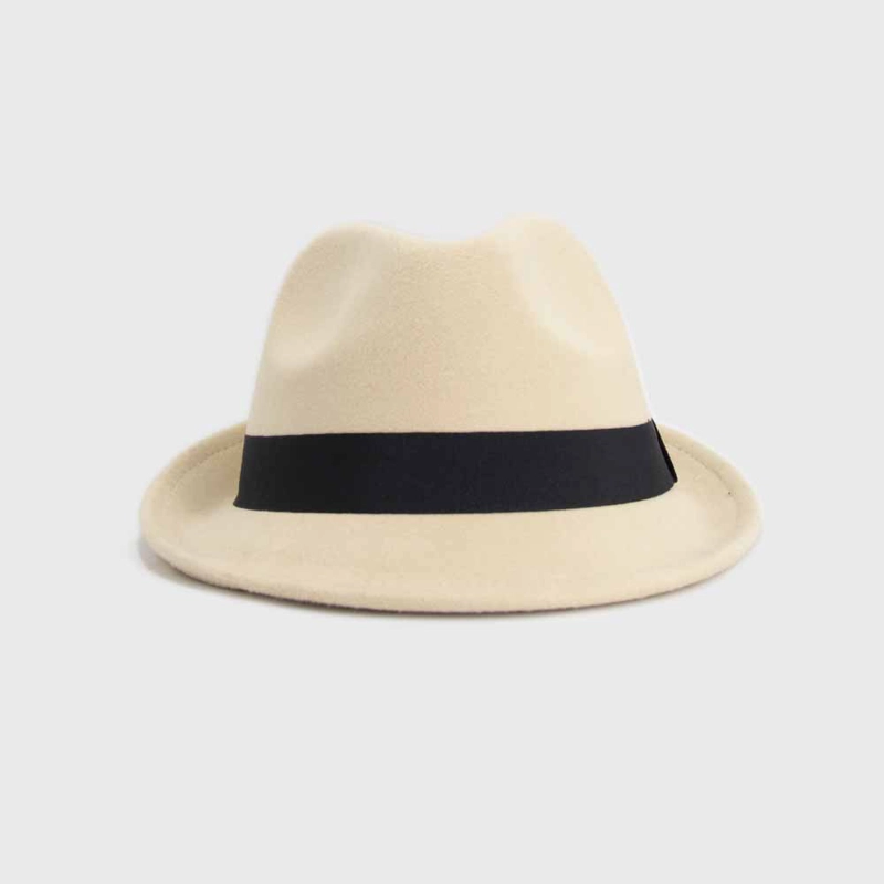 SOMBRERO FEDORA FIELTRO CREMA - 1