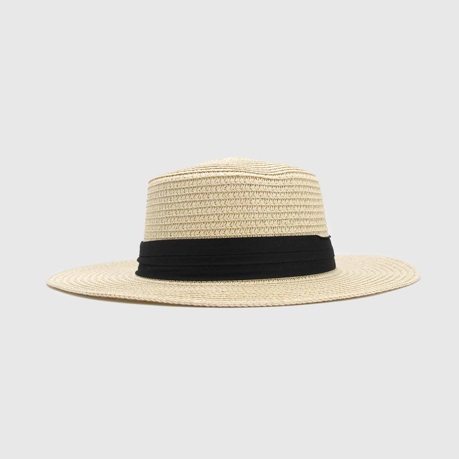 SOMBRERO RAFIA PLANO CREMA - 1