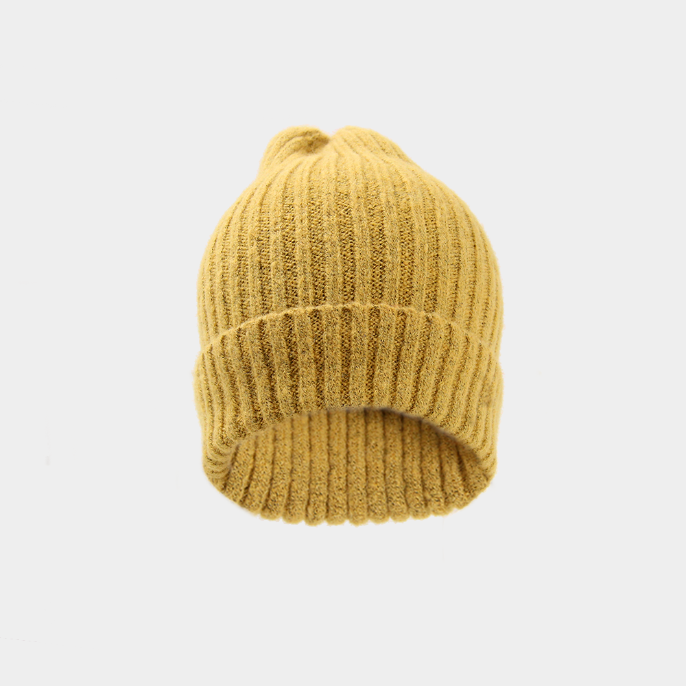 GORRO DE LANA TIPO ANGORA MOSTAZA JASPEADO - 1