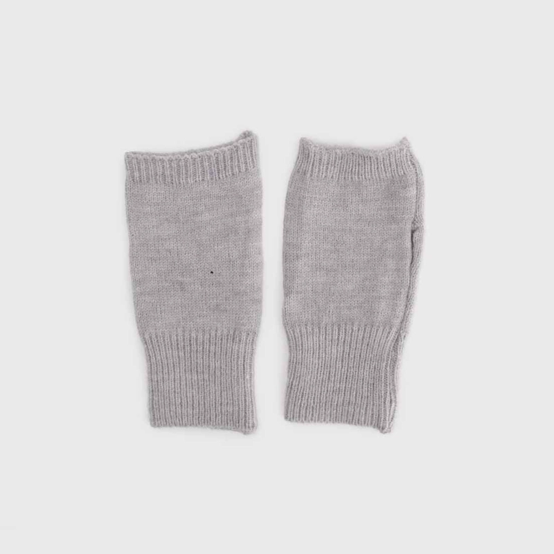 GUANTES MITONES CORTOS LANA GRIS - 1