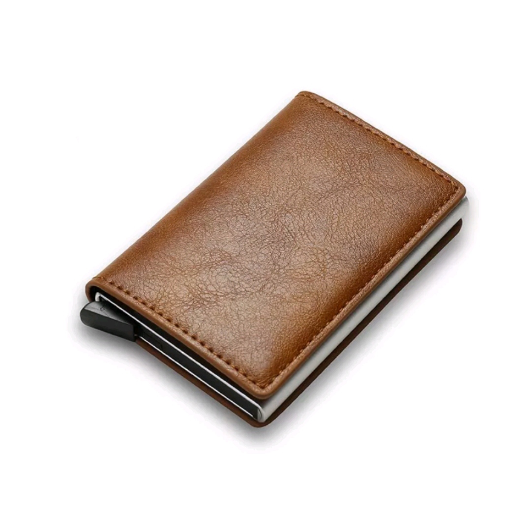 TARJETERO BILLETERA MINIMALISTA PORTA TARJETAS CAFÉ - 1