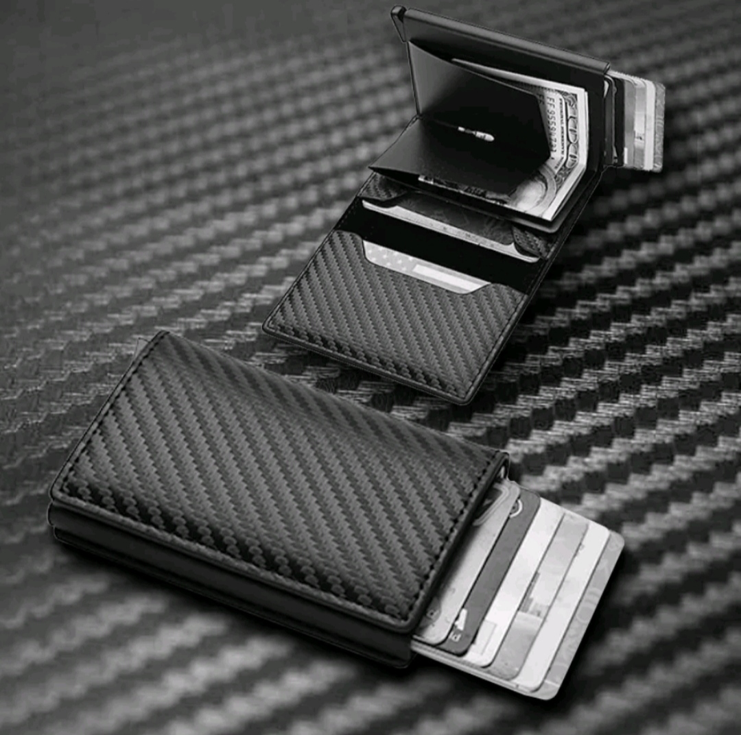 TARJETERO BILLETERA MINIMALISTA PORTA TARJETAS NEGRO - 1