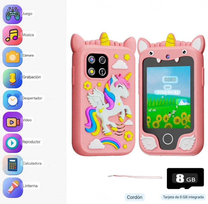 TELEFONO INTELIGENTE PARA NIÑOS ROSA - 2