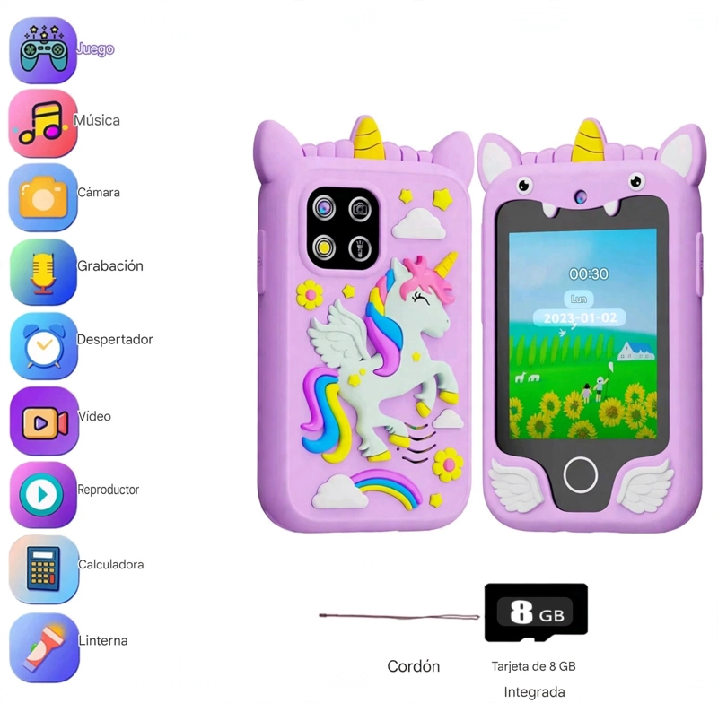 TELEFONO INTELIGENTE PARA NIÑOS MORADO - 2