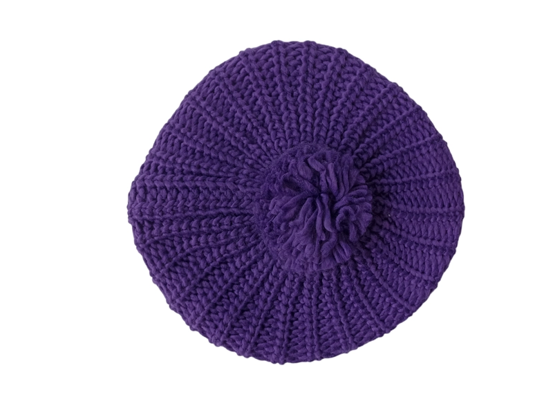 BOINA MUJER TEJIDA CON POMPON - 1