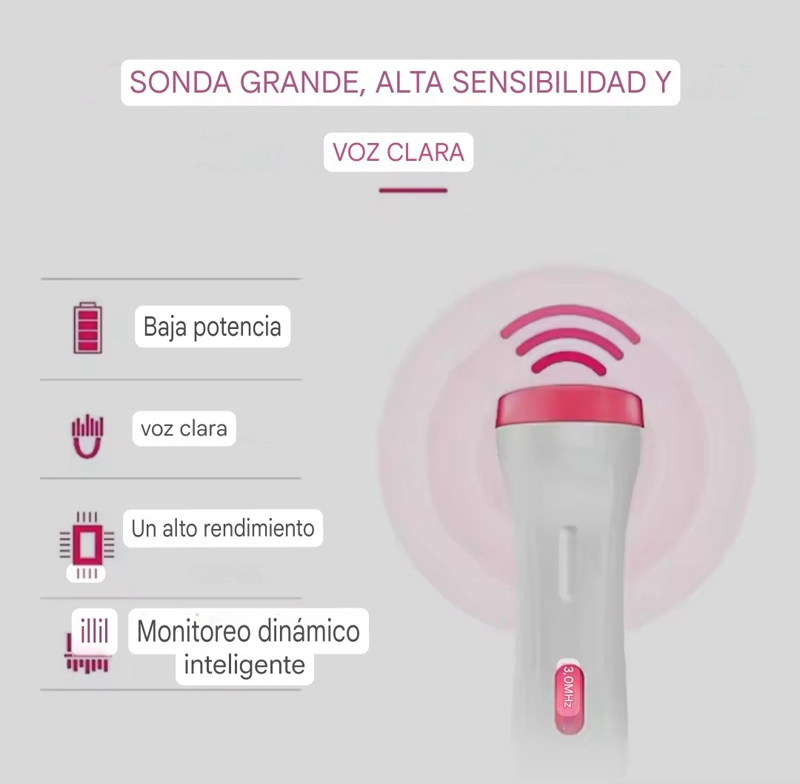 MONITOR FETAL DOPPLER LATIDOS FETALES ROSA MAS GEL - 2