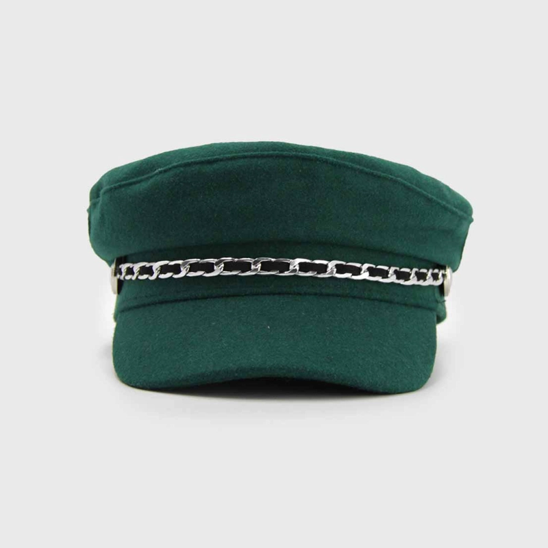 BOINA MUJER MILITAR PAÑO CON CADENA VERDE - 1