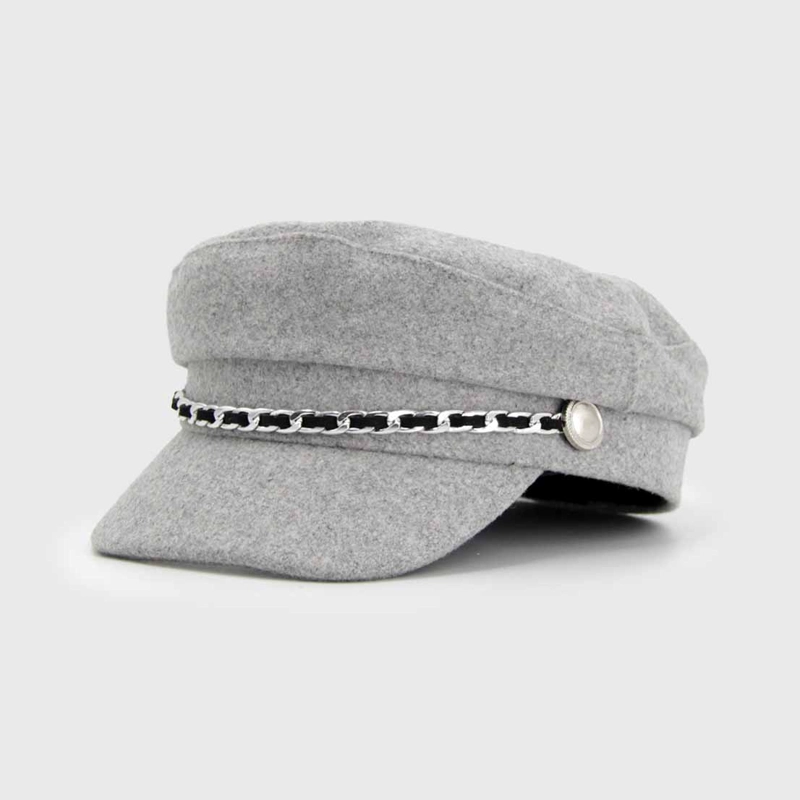 BOINA MUJER MILITAR PAÑO CON CADENA GRIS - 2