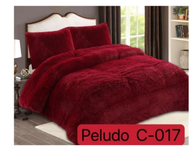 PLUMÓN 2 PLAZAS MULTICOLOR LISO PELUDO CON CHIPORRO INVIERNO - 1