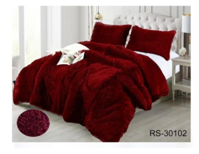 CUBRECAMA 1 1/2 PLAZA MULTICOLOR LISO PELUDO CON CHIPORRO INVIERNO - 1