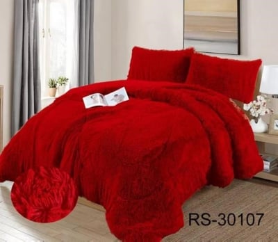 CUBRECAMA 1 1/2 PLAZA MULTICOLOR LISO PELUDO CON CHIPORRO INVIERNO - 1