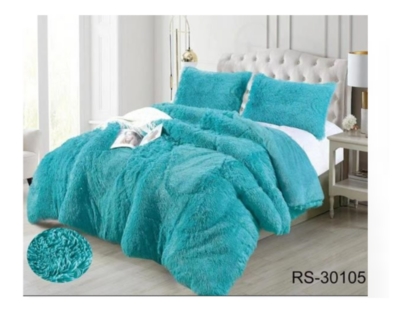 CUBRECAMA 1 1/2 PLAZA MULTICOLOR LISO PELUDO CON CHIPORRO INVIERNO - 1