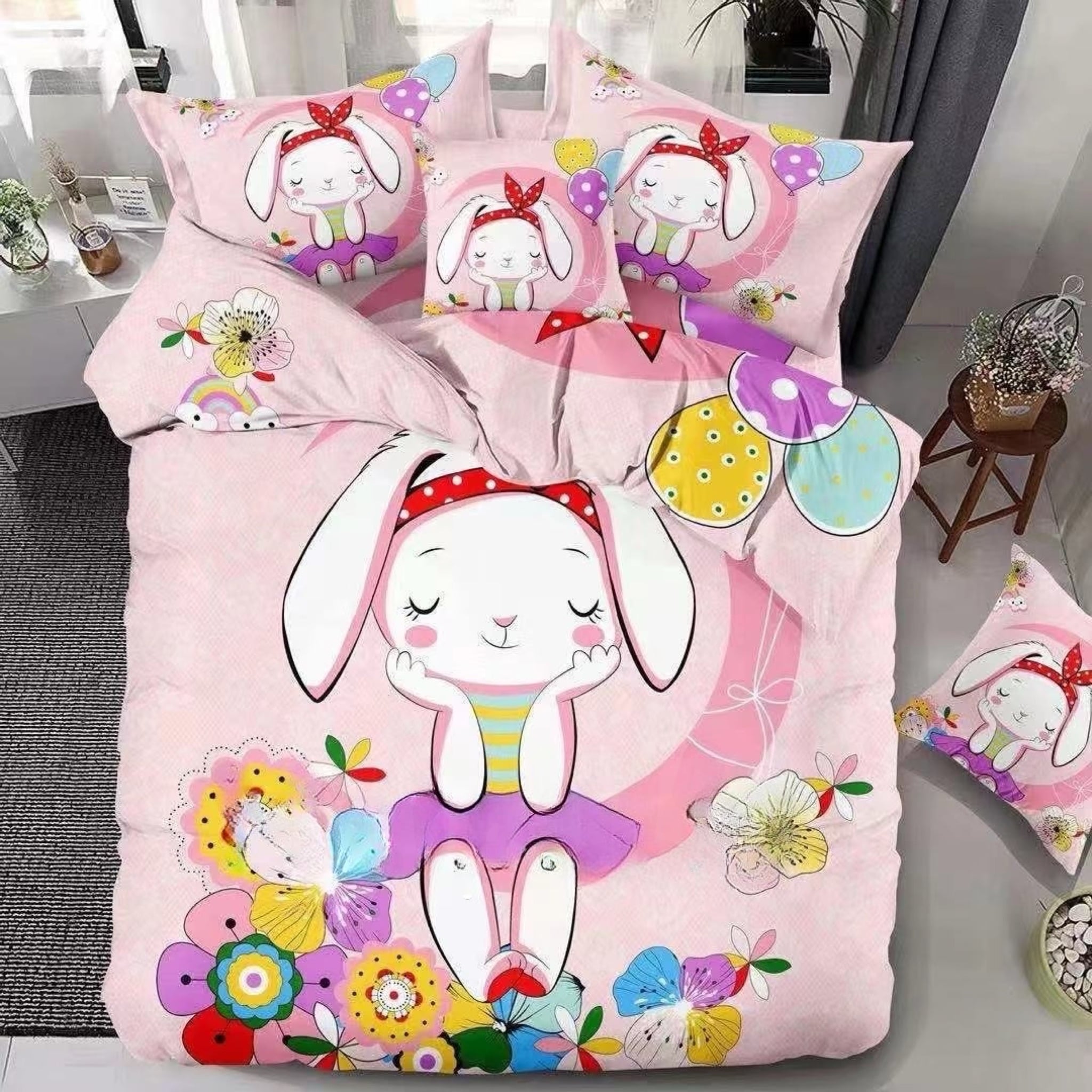 CUBRECAMA 1.5 PLAZAS MULTICOLOR QUILT REVERSIBLES - 1