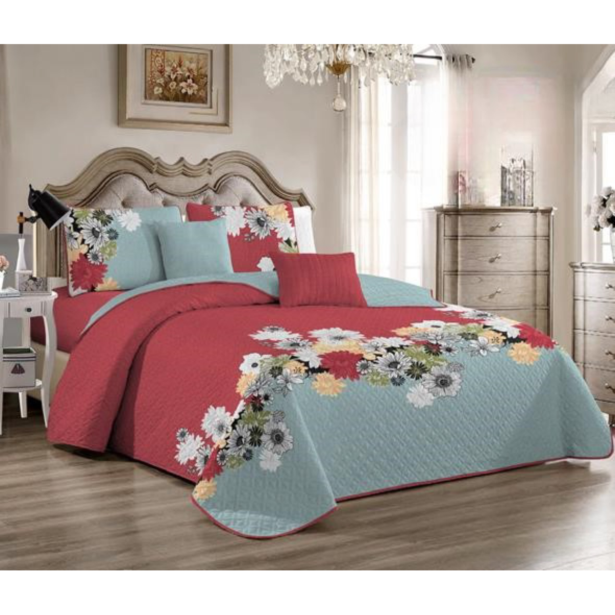 CUBRECAMA 1.5 PLAZAS MULTICOLOR QUILT VERANO - 1