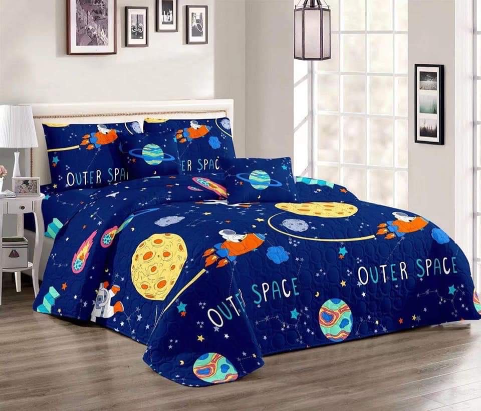 CUBRECAMA 1.5 PLAZAS AZUL QUILT VERANO - 1