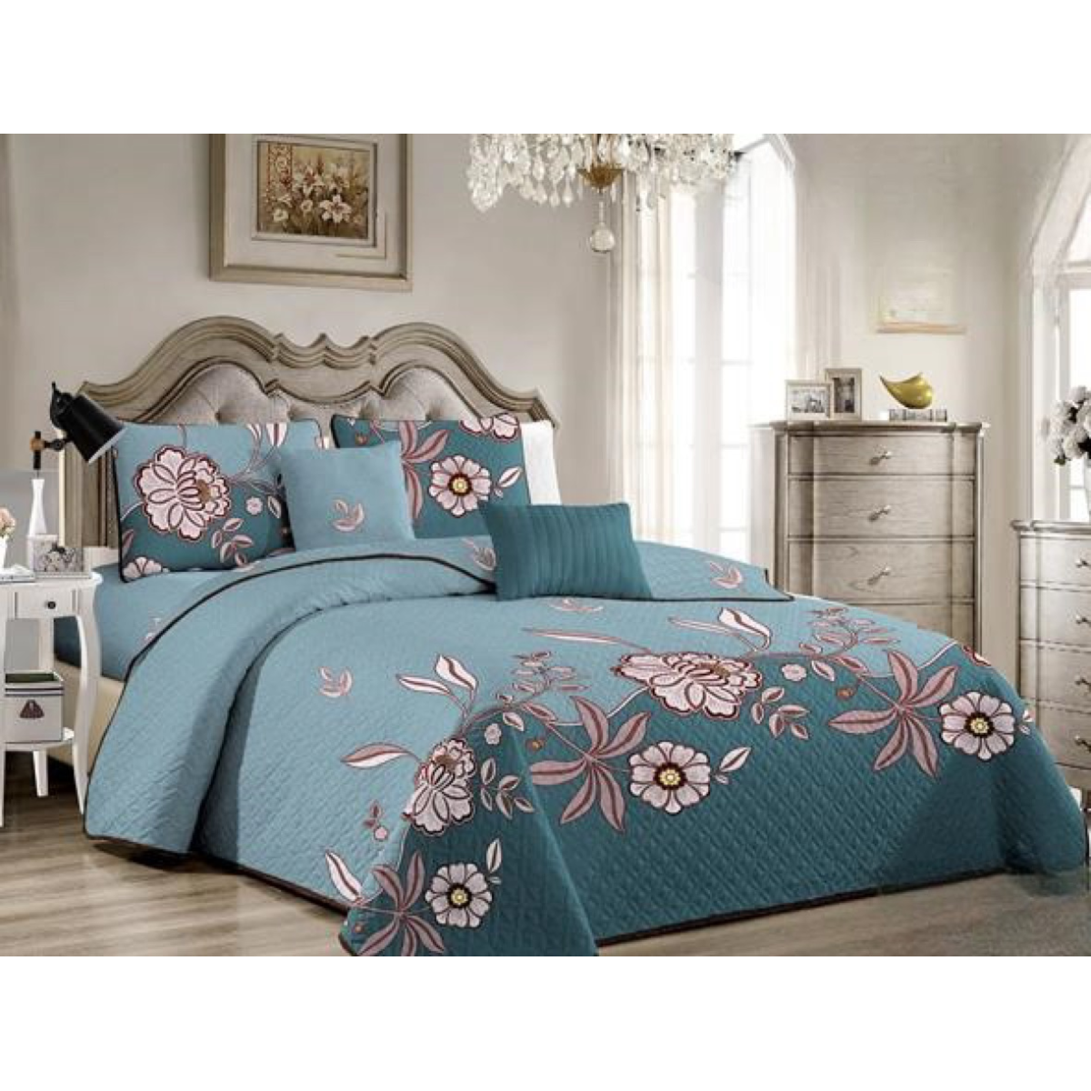 CUBRECAMA 1.5 PLAZAS MULTICOLOR QUILT VERANO - 1