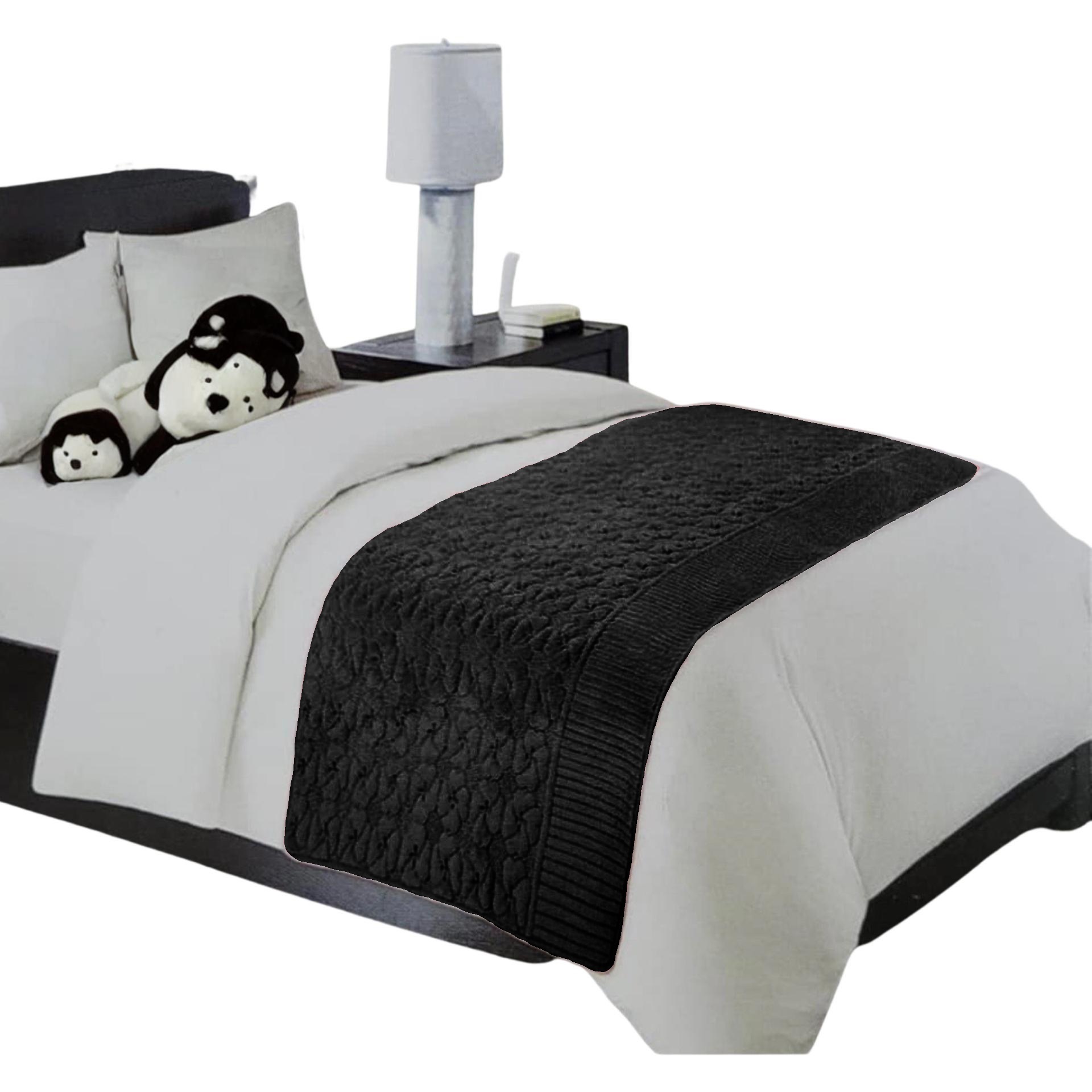 PIECERA CAMA REVERSIBLE 220 X 95 CM NEGRO - 1