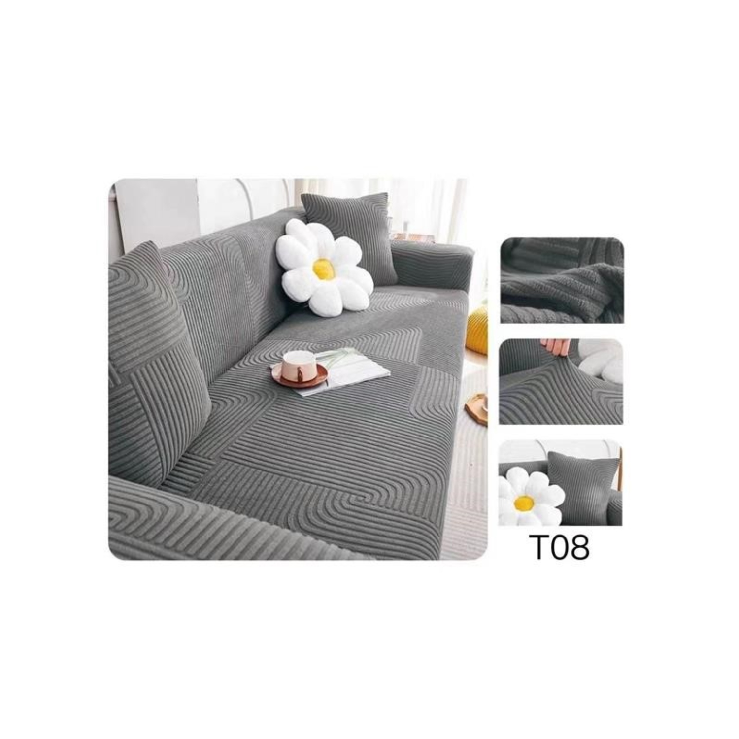 FUNDA DE SOFÁ TEXTURIZADA Y ELASTICADAS 2 CUERPO - 1