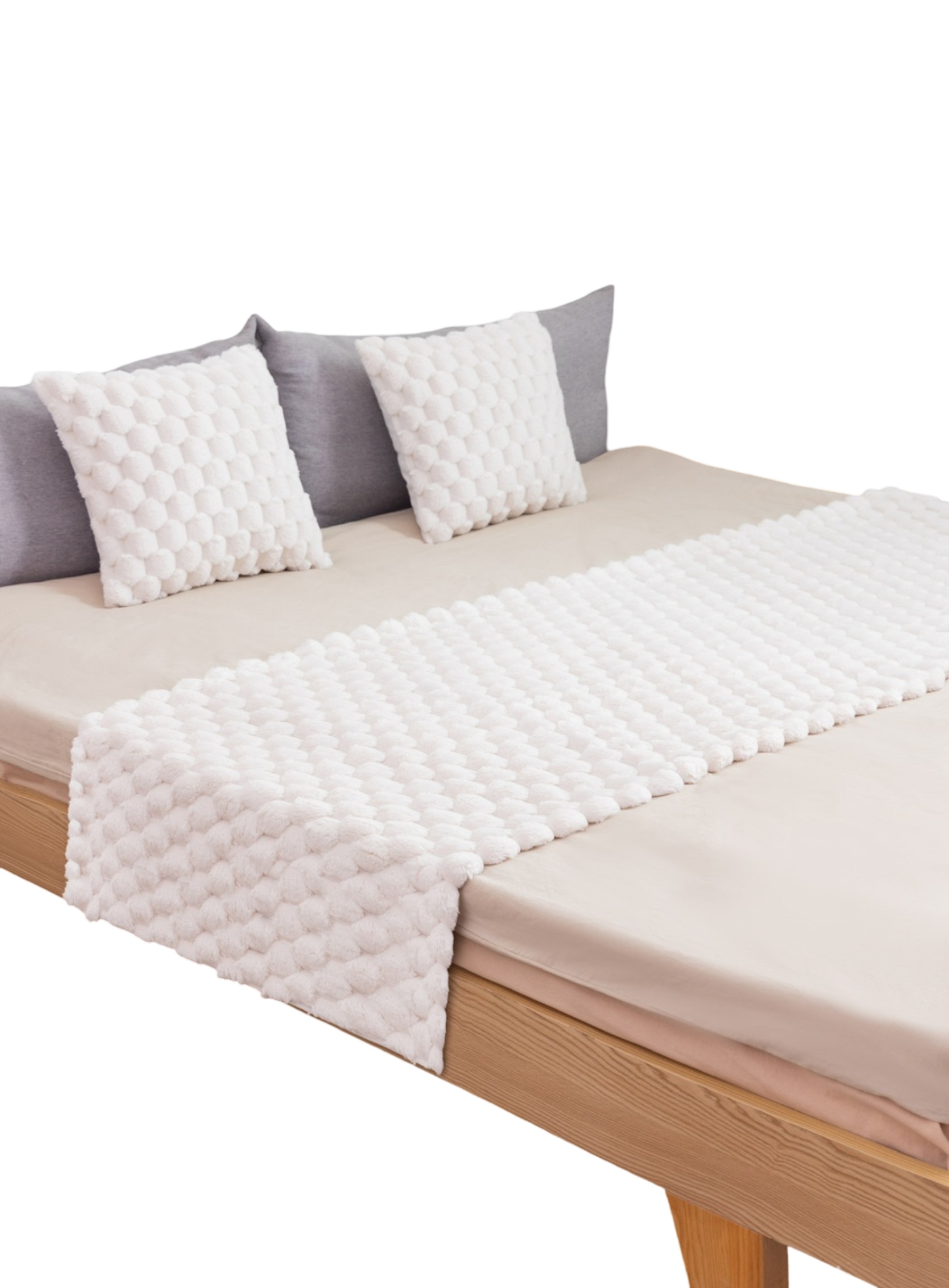 PIECERA ESTILO PERLA ELEGANTE SIN FUNDAS 190 X 70 CM PLUSH BLANCO - 1