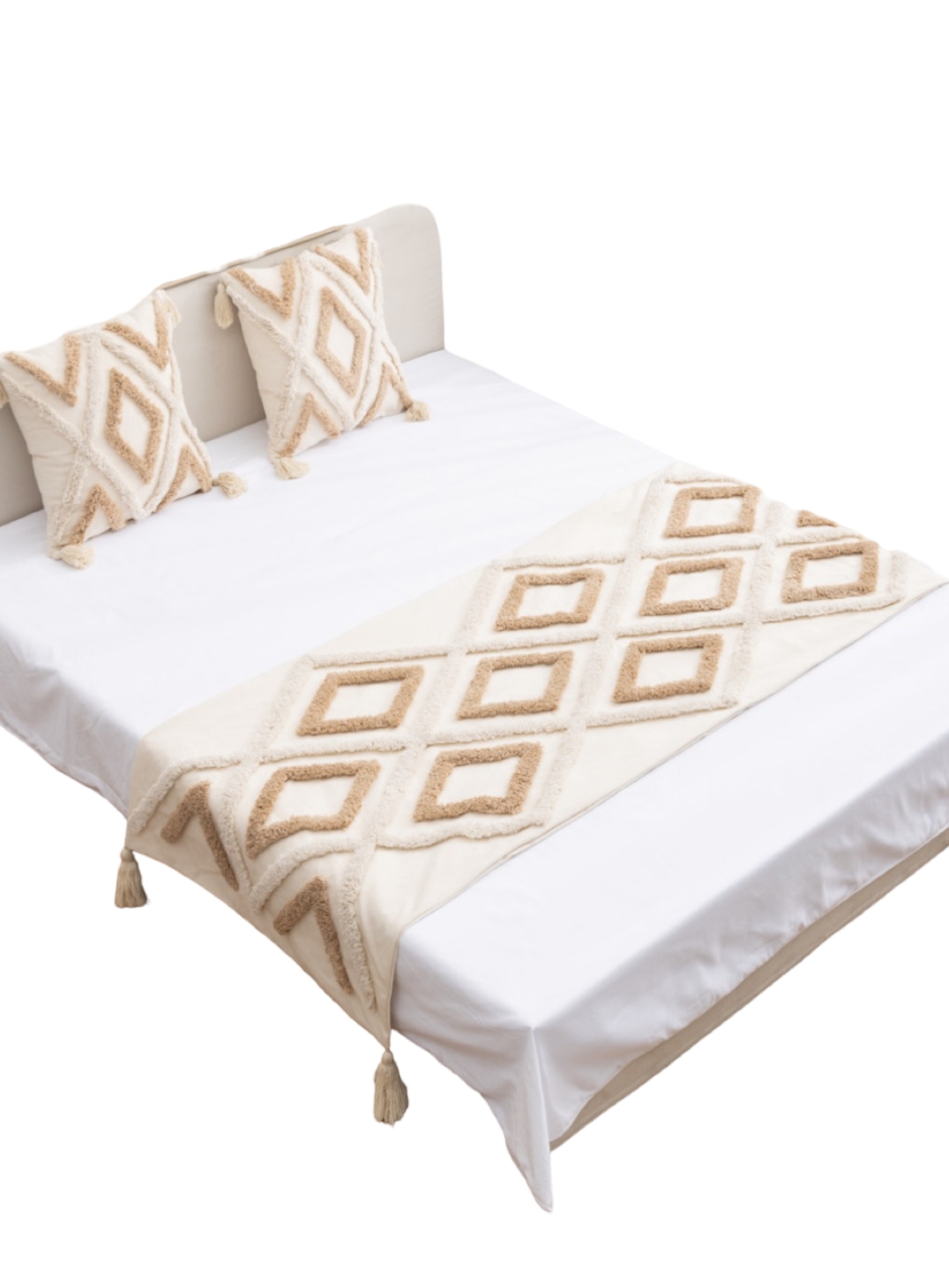 PIECERA BOHO ELEGANTE SIN FUNDAS 210 X 70 CM BEIGE - 1