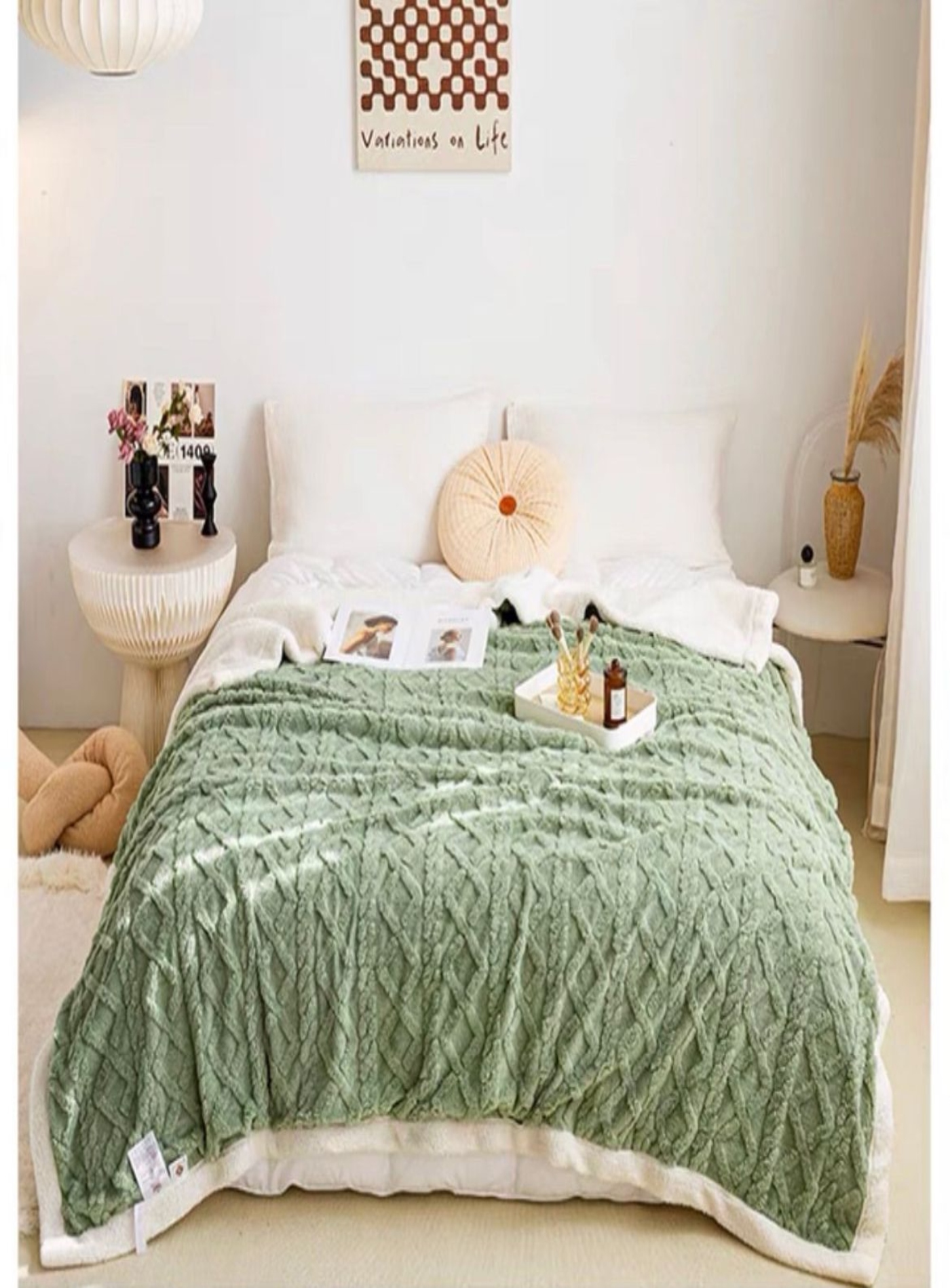 FRAZADA MANTA DE PLUSH Y SHERPA EXTRA SUAVES - 3