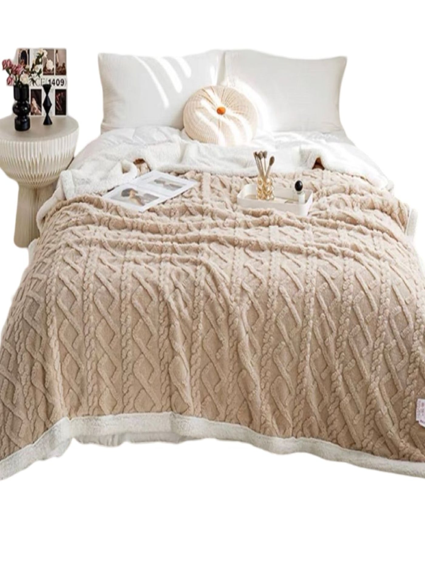 FRAZADA MANTA DE PLUSH Y SHERPA EXTRA SUAVES - 1