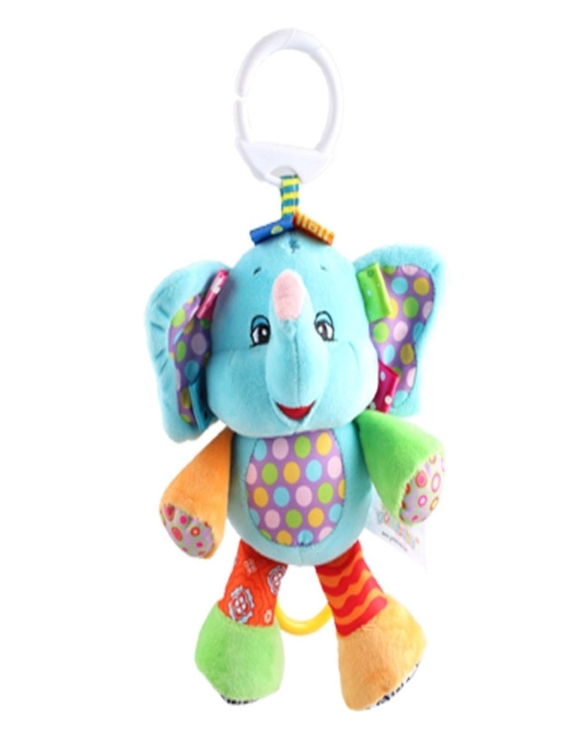 PELUCHE ESTIMULACIÓN SENSORIAL BEBÉ CON SONAJERO Y COLGADOR - 1