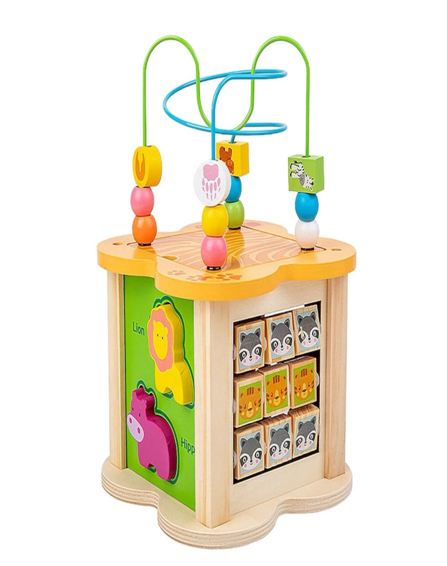 CUBO DE ACTIVIDAD DE MADERA 6 EN 1 PARA BEBES Y NIÑOS - 3