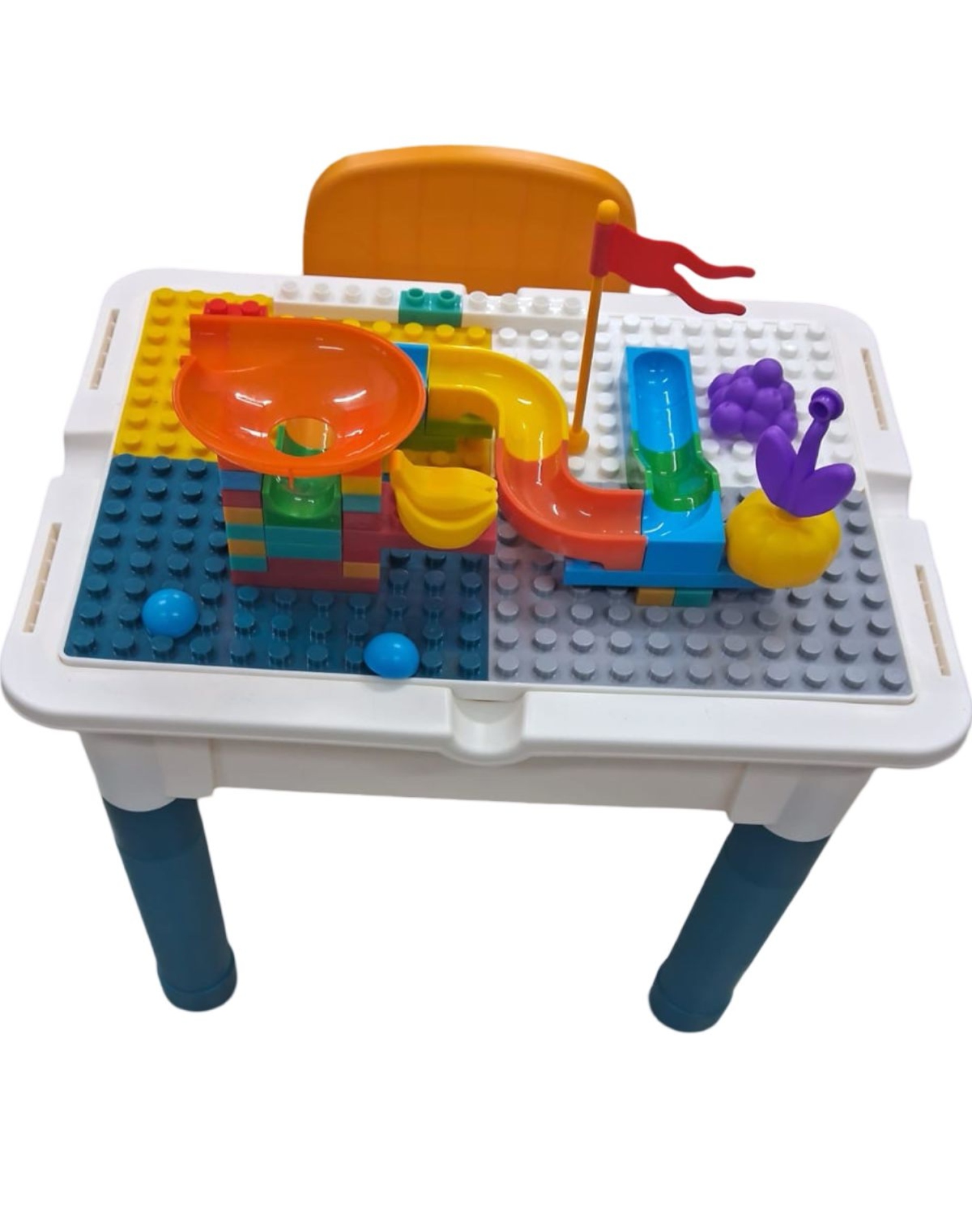 MESA JUEGO NIÑOS CON SILLA Y BLOQUES MULTICOLOR - 1