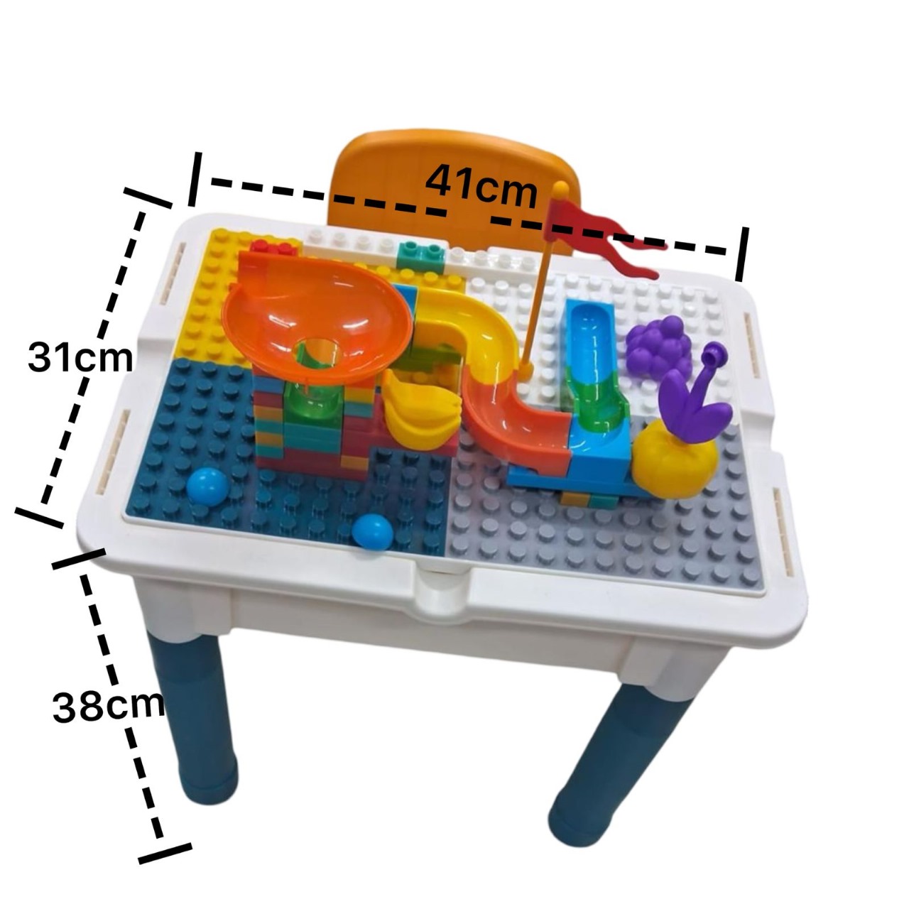 MESA JUEGO NIÑOS CON SILLA Y BLOQUES MULTICOLOR - 5