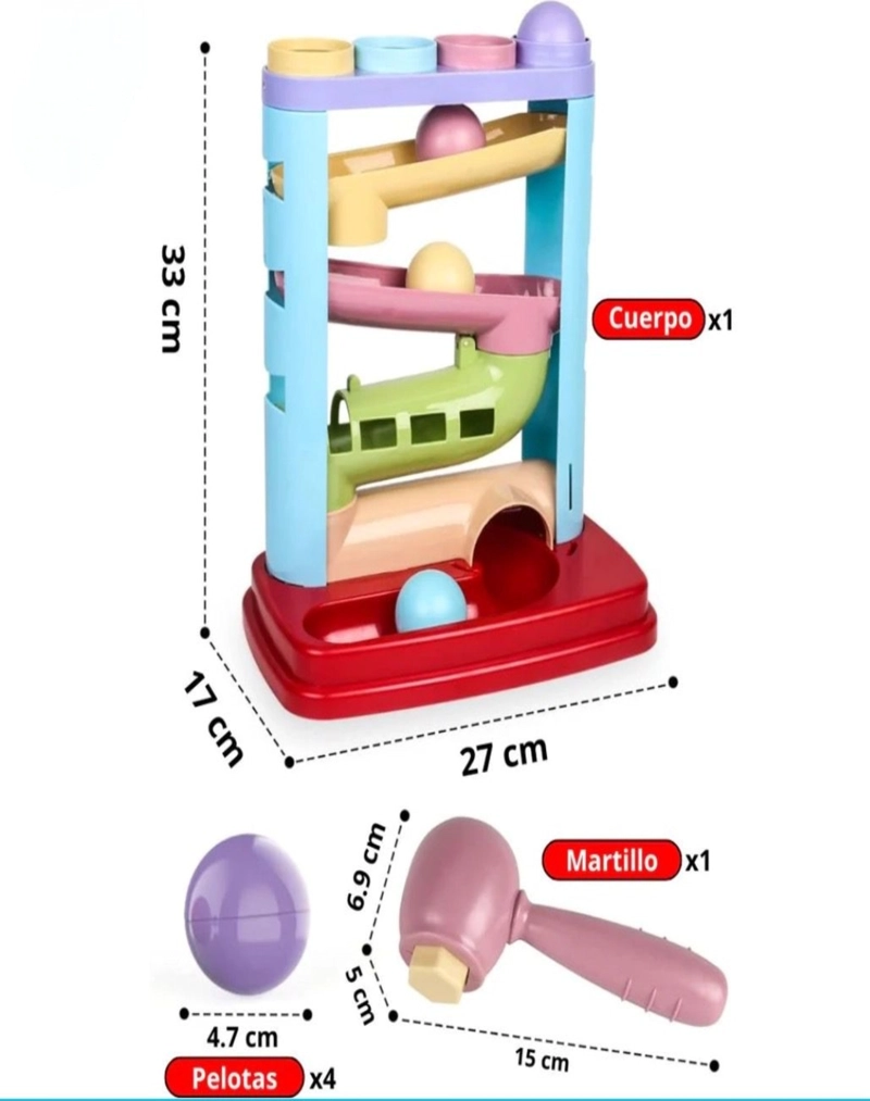 JUGUETE MARTILLO DIDÁCTICO Y BOLAS MONTESSORI BEBÉS - 2
