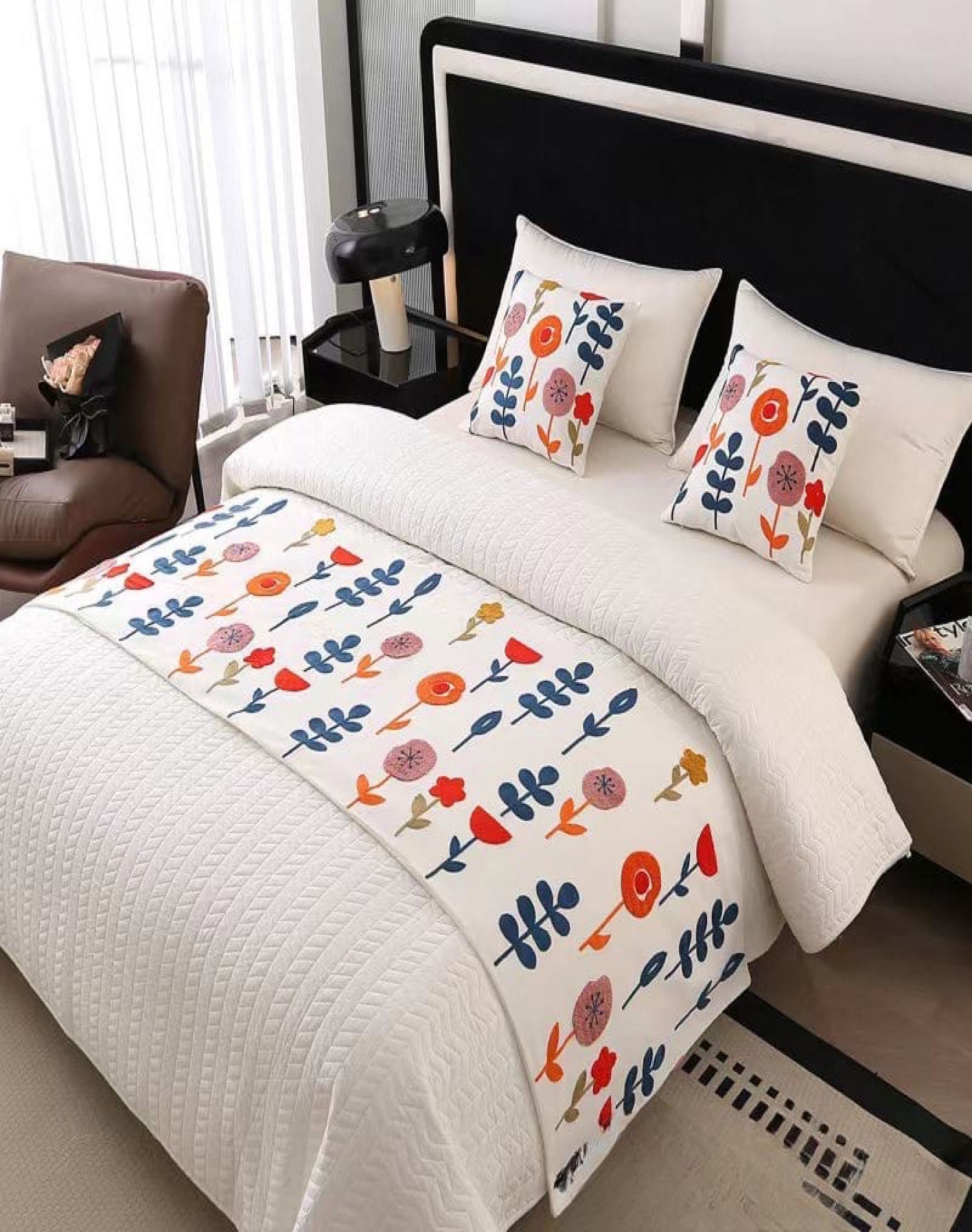 PIECERA BORDADA DECORATIVA SIN FUNDAS COJÍN D2 MULTICOLOR - 3