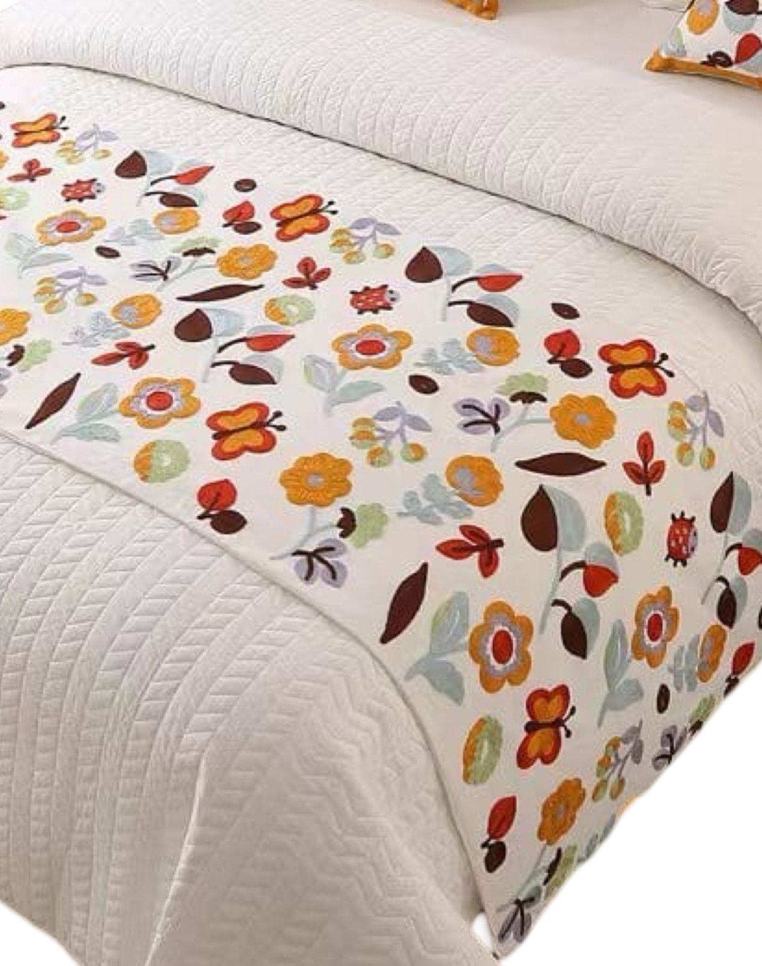 SET PIECERA CAMA MULTICOLOR + 2 FUNDAS BORDADAS COJÍN S9 - 2