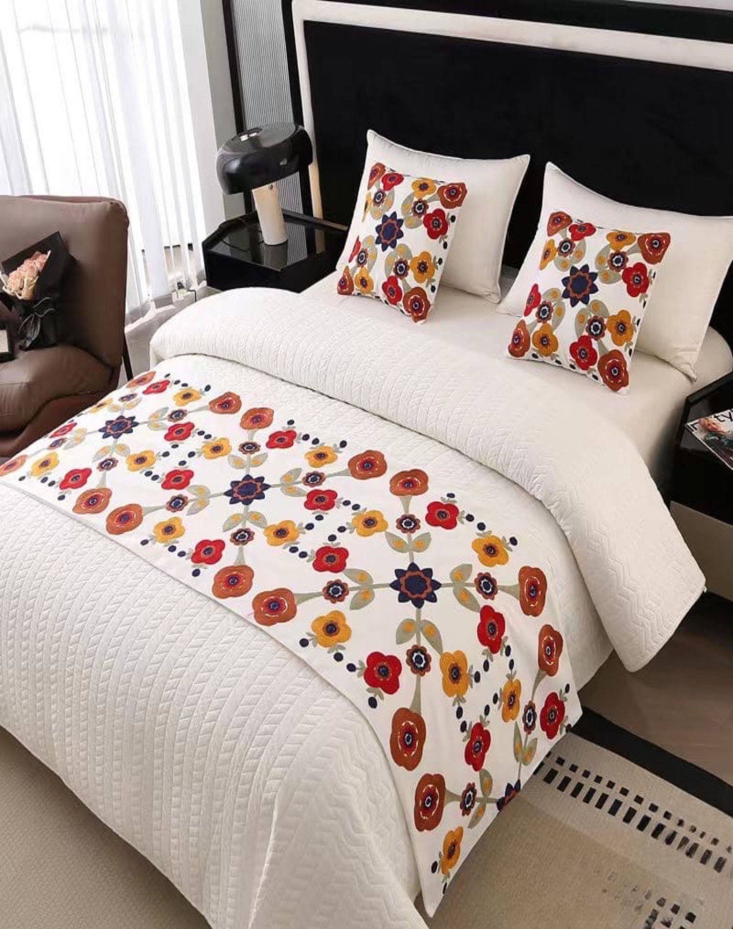 PIECERA BORDADA DECORATIVA SIN FUNDAS COJÍN D10 MULTICOLOR - 3