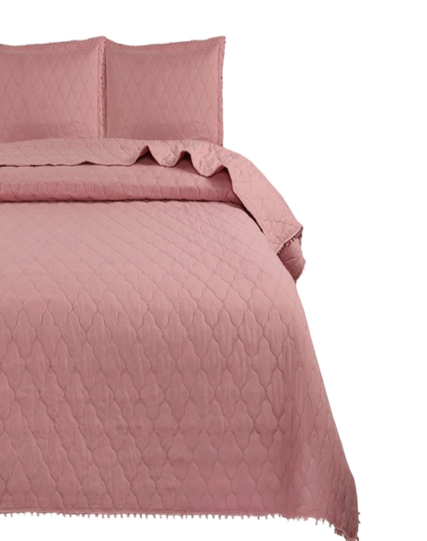 QUILT ROSA VERANO PRIMAVERA CUBRECAMA KING CON POMPONES B6 - 2