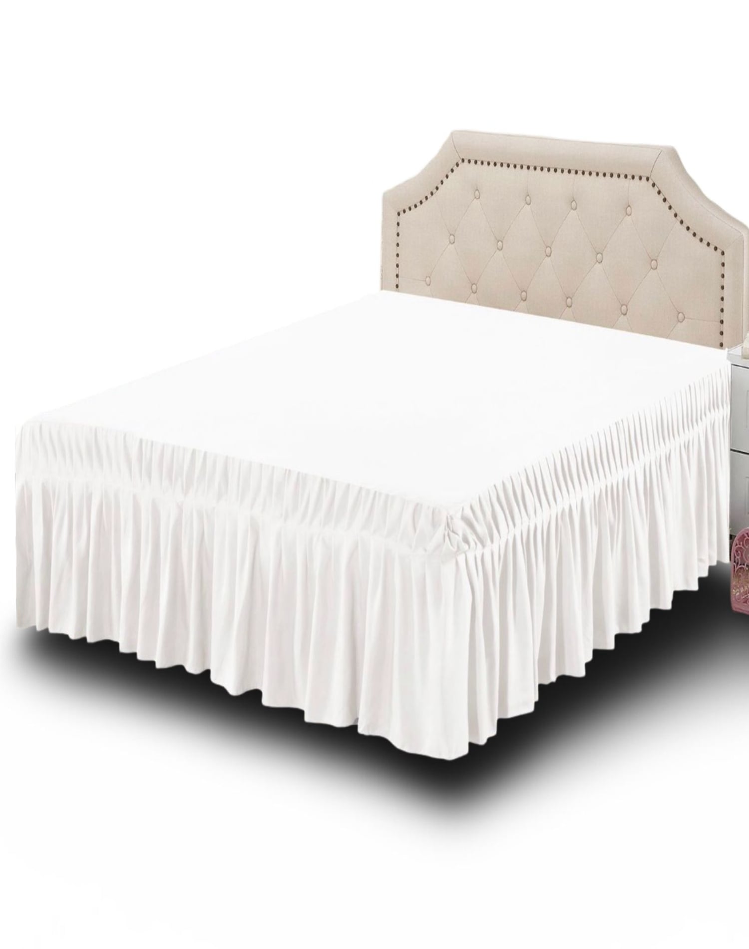 FALDÓN CAMA BLANCO 150 X 200 ALTA CALIDAD AJUSTE PERFECTO B6 - 2